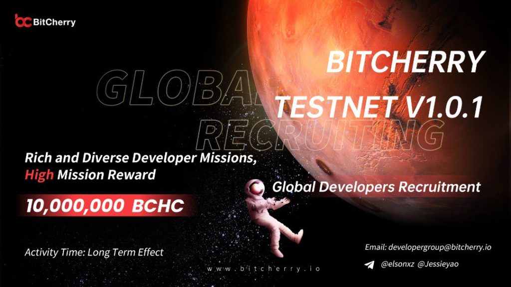  bitcherry testnet developer developers reward subsequent users 