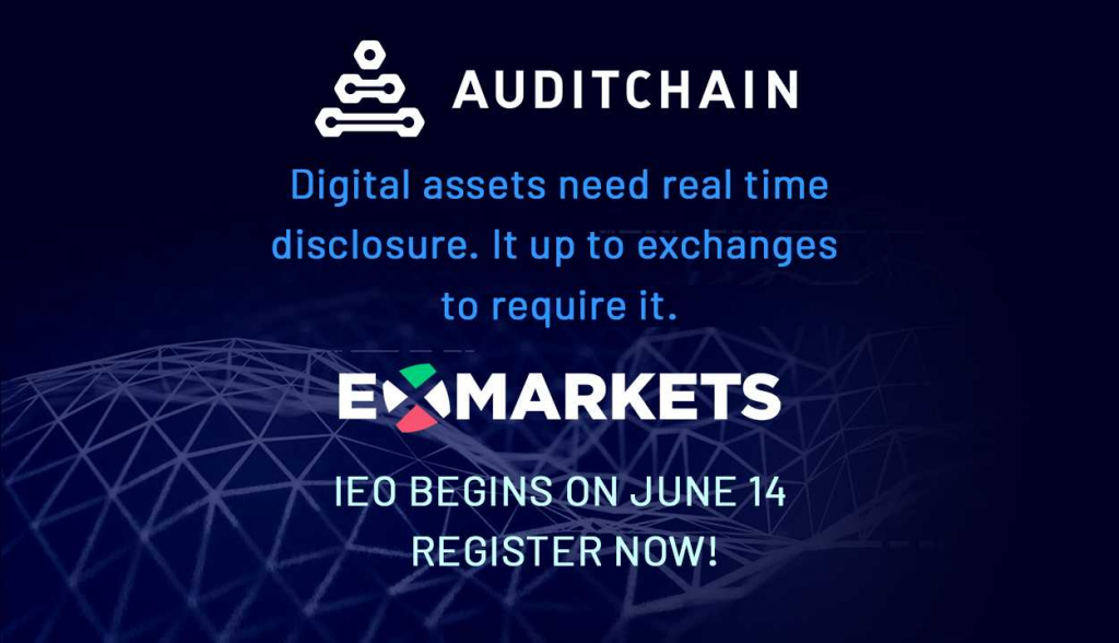 Auditchain, the developer of the world’s first decentralized financial reporting system is partnering with ExMarkets