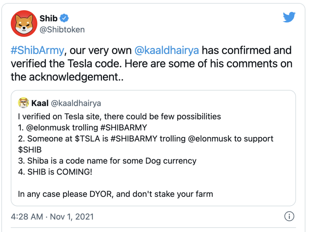 SHIB Tesla