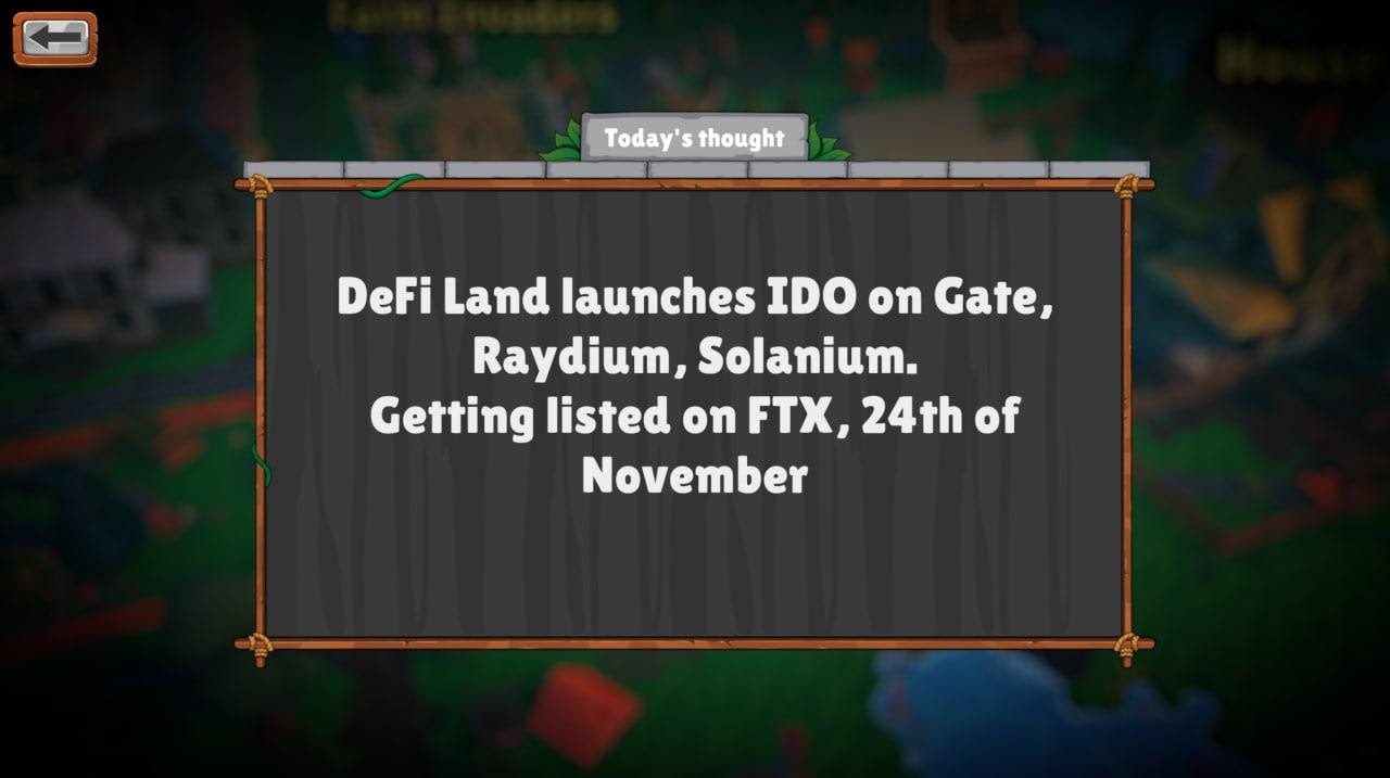 Play-to-Earn Game DeFi Land Concludes IDO As Token Goes Live On FTX And Raydium