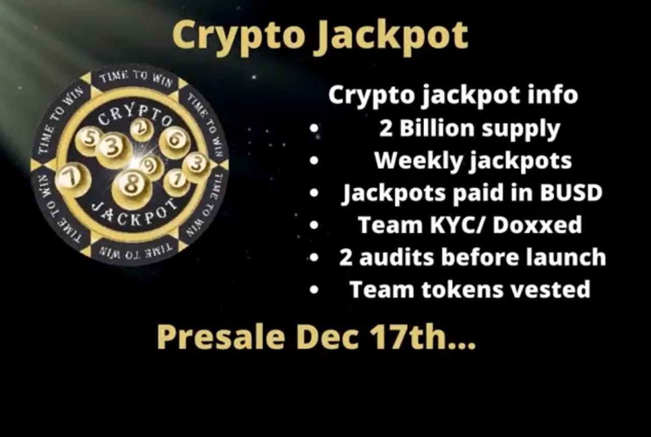 Crypto Jackpot Announces The BEP-20 Token Presale on Dec 17th, 2021
