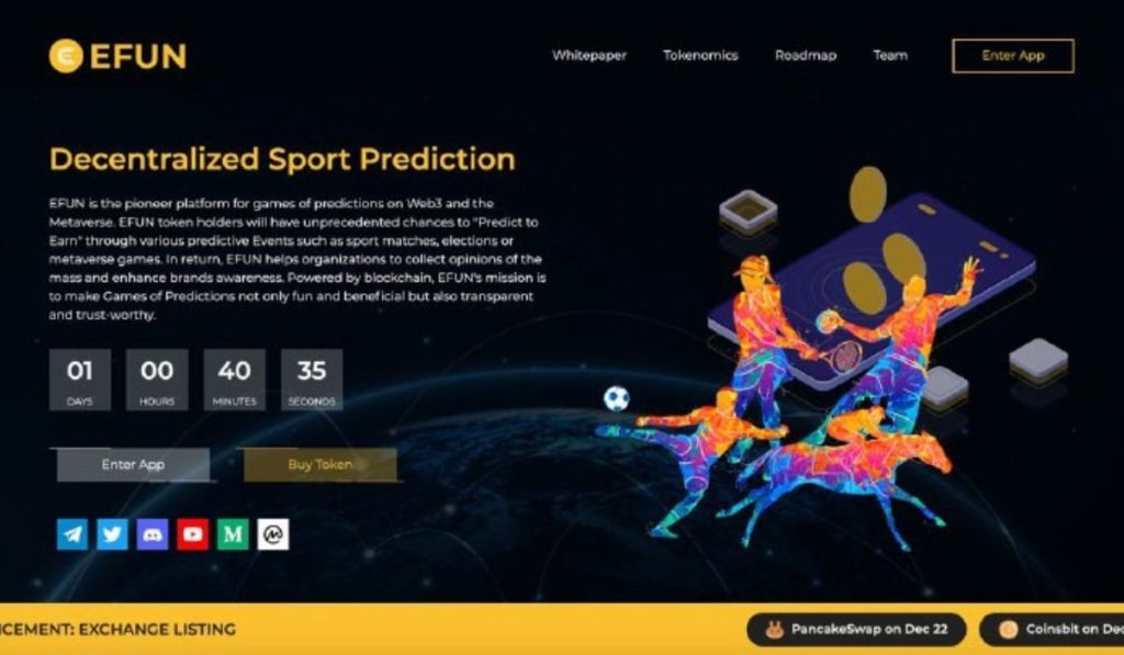 Decentralized Crypto-Based Prediction Game EFUN Completes IDO on Pinksales, Coinsbit, and Launch Block