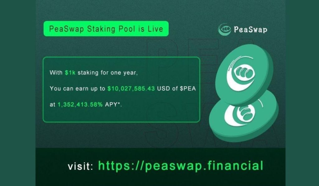 PeaSwap Finance Launching A PEA Staking Pool With An APY Of Over 1,000,000%