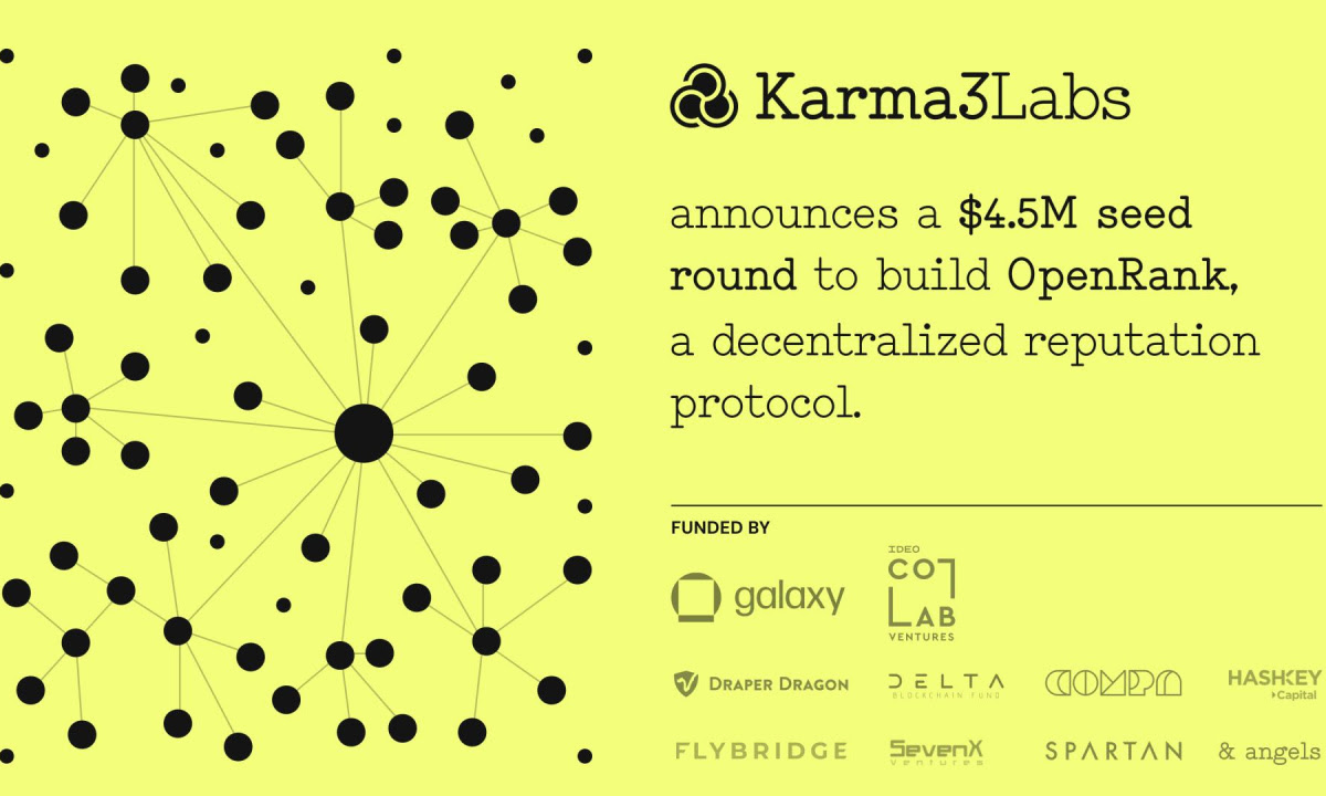 Karma3 Labs が分散型レピュテーション プロトコル OpenRank を構築するために 450 万ドルのシード資金を獲得
