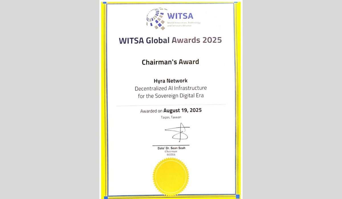 Hyra Network Bags Chairman’s Award 2025 at WITSA Global AI Summit