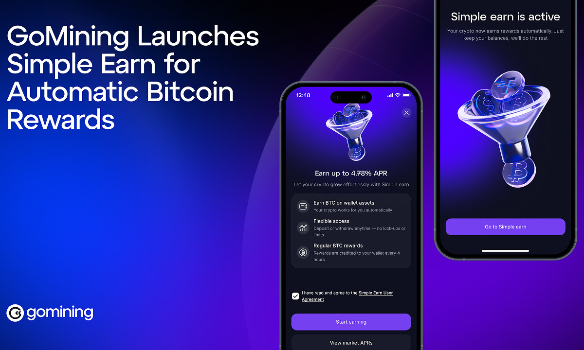GoMining Introduces Simple Earn to Streamline Bitcoin Yield Generation via Single-Toggle Integration