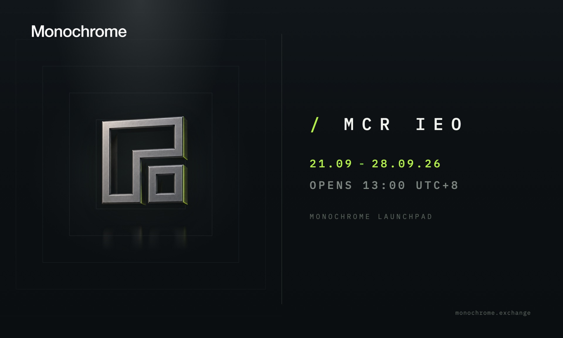 Multi-Asset Trading Venue Monochrome Exchange Launches IEO of Its Native Token, $MCR